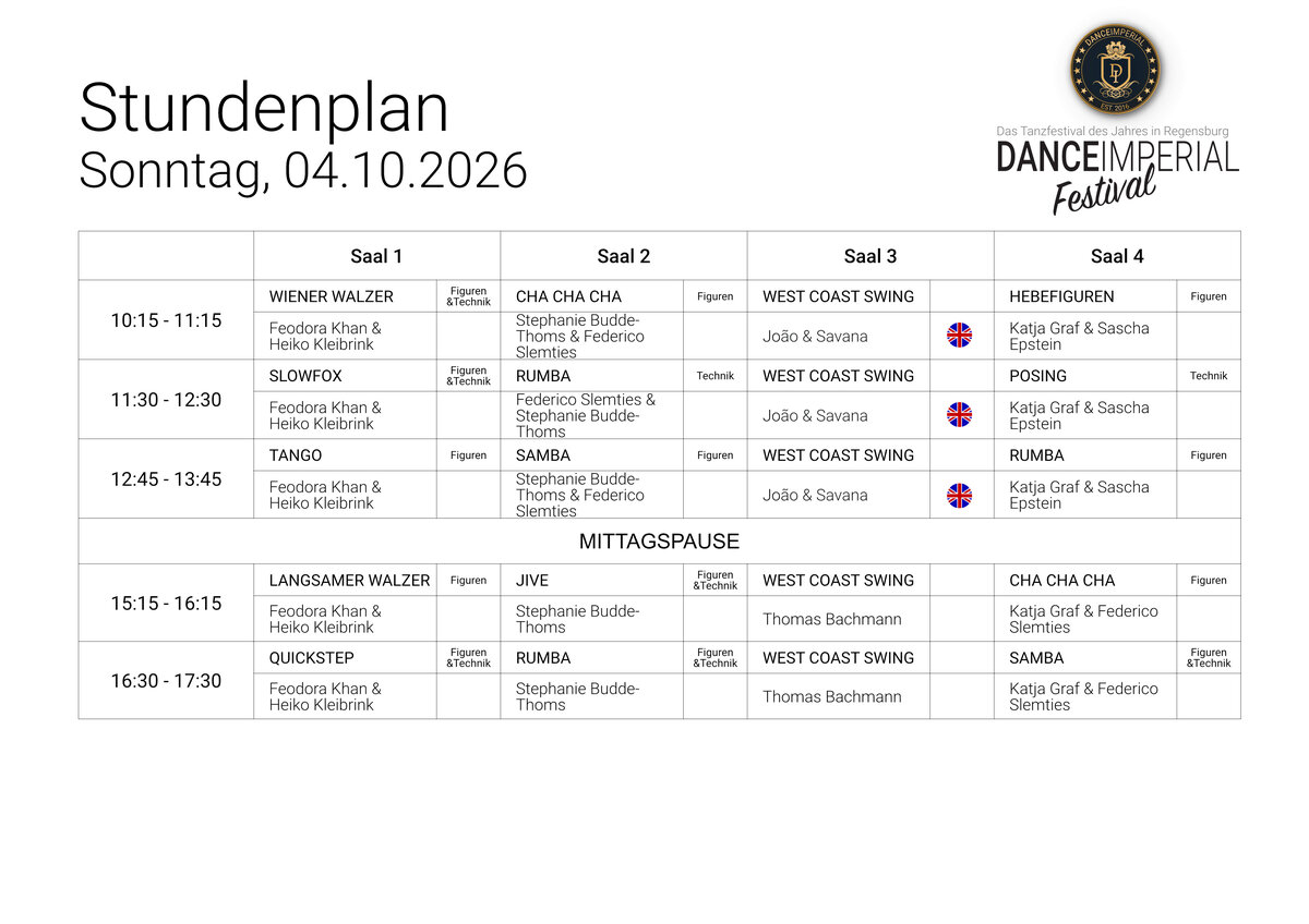 Stundenplan Sonntag